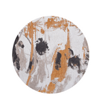 8' Gray and White Round Abstract Non Skid Area Rug