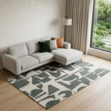 7' X 9' Gray And Green Geometric ,Washable, Non Skid Area Rug