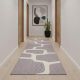10' Gray Geometric Washable Runner Rug