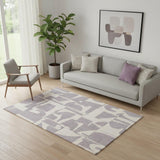 6' X 8' Gray Geometric Washable Area Rug