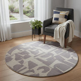 5' Gray Geometric Washable Round Rug