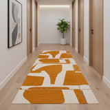 10' White And Yellow Geometric Washable Runner Rug
