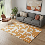 5' X 7' Yellow And White Geometric Washable Area Rug