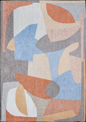 3' X 5' Blue and Gray Abstract Non Skid Area Rug