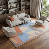 7' X 9' Blue and Gray Abstract Non Skid Area Rug