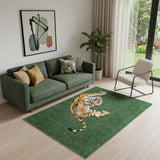 6' X 8' Green And Yellow Abstract Washable Area Rug