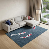 7' X 9' Blue And White Abstract Washable Area Rug