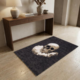 3' X 5' Black and White Funky Skull Non Skid Area Rug