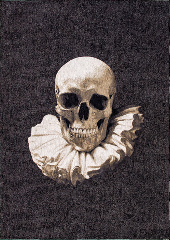 5' X 7' Black and White Funky Skull Non Skid Area Rug