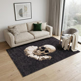 6' X 8' Black and White Funky Skull Non Skid Area Rug