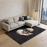 7' X 9' Black and White Funky Skull Non Skid Area Rug