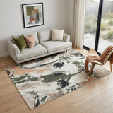 5' X 7' Gray and Orange Abstract Non Skid Area Rug