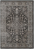 5' X 8' Black and Ivory Oriental Distressed Area Rug