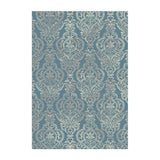 5' X 8' Blue and Beige Damask Distressed Area Rug
