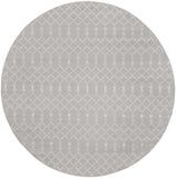 8' Gray and Ivory Geometric Round Rug