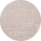 8' Pink and Ivory Abstract Round Rug