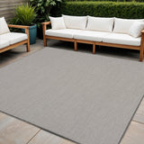 6' Ivory And Charcoal Square Geometric Indoor Outdoor Area Rug