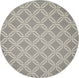 5' Gray and Beige Trellis Round Rug