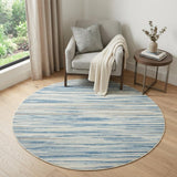 5' Ivory Blue and Gray Abstract Round Rug