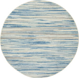 5' Ivory Blue and Gray Abstract Round Rug