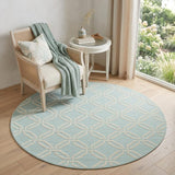 5' Beige and Green Trellis Round Rug