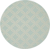 5' Beige and Green Trellis Round Rug