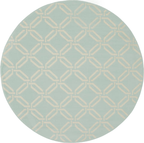 5' Beige and Green Trellis Round Rug