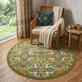 5' Green Yellow Blue and Red Round Floral Power Loom Area Rug