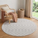 5' Gray and Ivory Geometric Round Rug