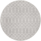5' Gray and Ivory Geometric Round Rug