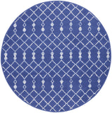 5' Navy Blue and Ivory Geometric Round Rug