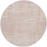5' Pink and Ivory Abstract Geometric Round Rug