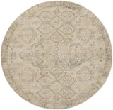 4' Beige And Gray Oriental Distressed Round Rug