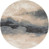 4' Gray Black and Beige Abstract Round Rug