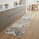 8' Ivory Brown And Gray Abstract Non Skid Runner Rug