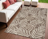 4' X 6' Brown And Ivory Palm Leaf Indoor Outdoor Area Rug