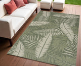 4' X 6' Ivory And Green Palm Leaf Indoor Outdoor Area Rug