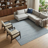 9' X 12' Aqua Abstract Washable Area Rug