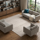 9' X 12' Ivory and Light Brown Abstract Washable Area Rug