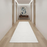 10' Ivory and Gray Abstract Washable Runner Rug