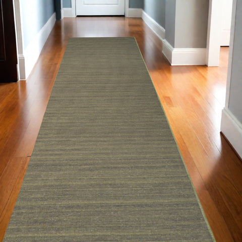 10' Green Abstract Washable Runner Rug