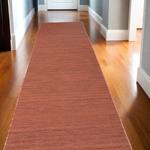 10' Brick Red Abstract Washable Runner Rug