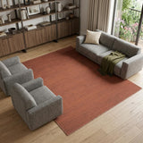 6' X 9' Brick Red Abstract Washable Area Rug