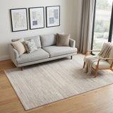 5' X 7' Ivory and Light Brown Abstract Washable Area Rug