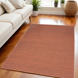 5' X 7' Brick Red Abstract Washable Area Rug