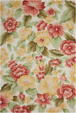 5' X 8' Red and Cream Floral Hand Carved Handmade Area Rug