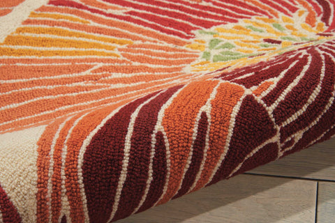 5' X 8' Ivory and Sunset Floral Hand Hooked Area Rug
