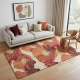 5' X 8' Ivory and Sunset Floral Hand Hooked Area Rug