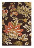 4' X 6' Brown and Orange Botanical Leaves Hand Carved Handmade Area Rug
