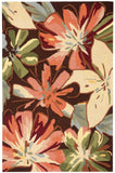 4' X 6' Tan and Dark Brown Floral Hand Carved Handmade Area Rug
